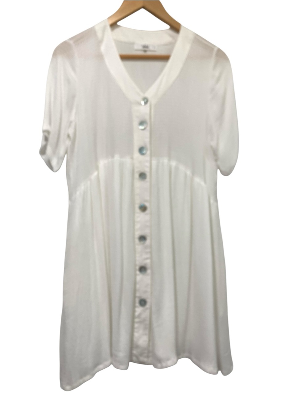 Talulah White Baby Doll Mini Dress Button Front Lined size Large